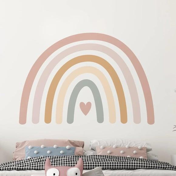 Adesivo de Parede Arco Íris com Coração Cores Neutras