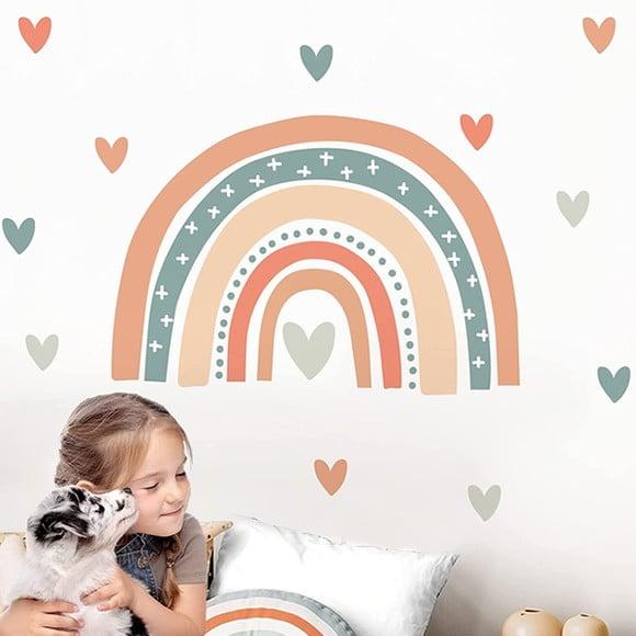 Adesivo de Parede Arco Íris com Corações - Arco Íris Boho