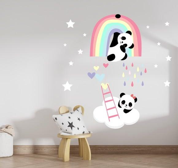 Adesivo de Parede Arco Íris com Pandas