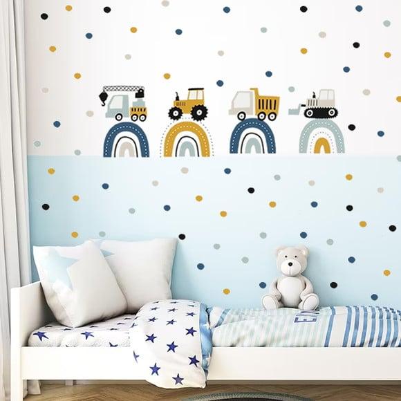 Adesivo de Parede Arco Íris e Carrinhos - Quarto de Menino