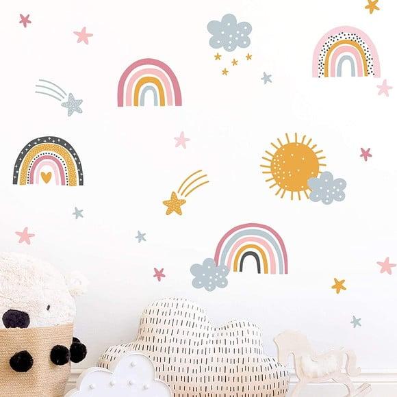 Adesivo de Parede Arco Iris Sol, Nuvem e Estrelas