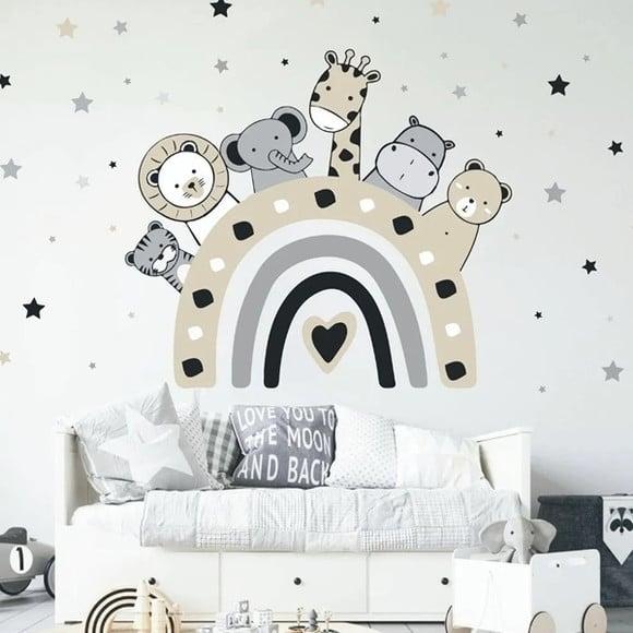 Adesivo de Parede Arco Íris, Bichinhos e Estrelas