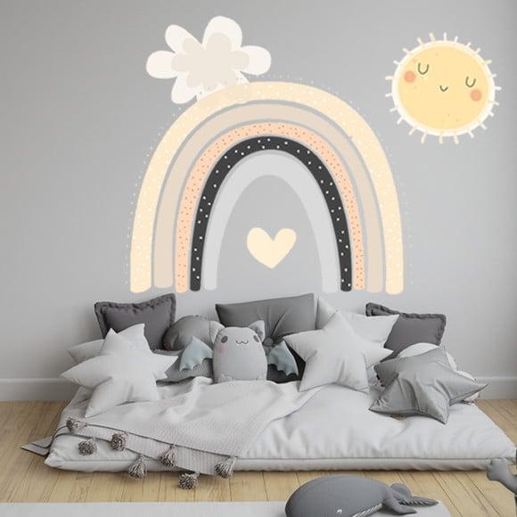 Adesivo de Parede Arco Íris, Nuvem e Sol - Adesivo Arco-íris