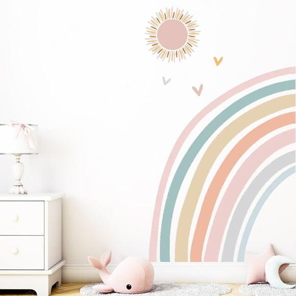 Adesivo de Parede Arco Iris, Sol e Corações