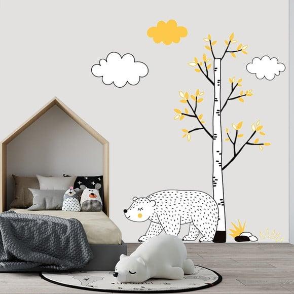 Adesivo de parede árvore e urso
