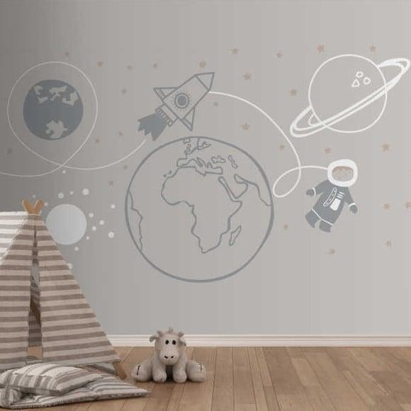 Adesivo de Parede Astronauta, Foguete, Estrelas, Planetas