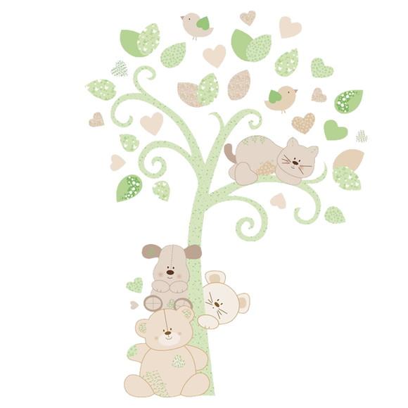 Adesivo de Parede Árvore Verde com Bichinhos