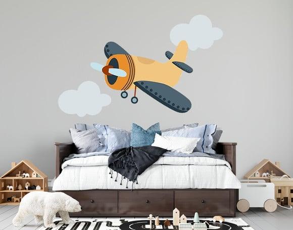Adesivo De Parede Avião E Nuvens