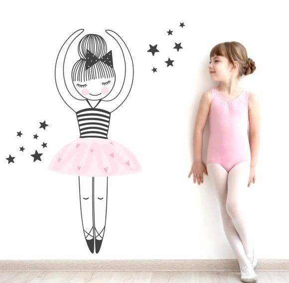 Adesivo de Parede Bailarina com Estrelas