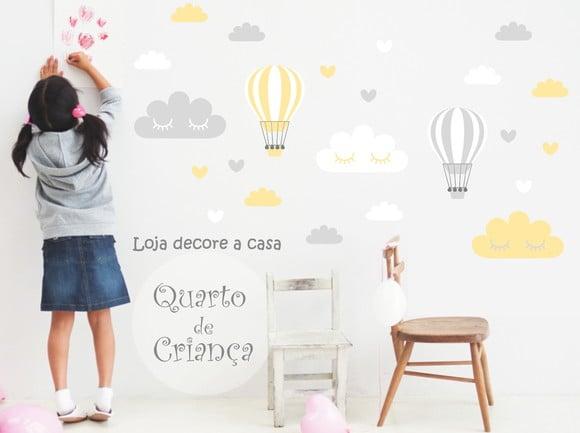 Adesivo de Parede Balões/nuvens/corações