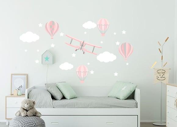 Adesivo de Parede Balões/avião/nuvens/estrelas