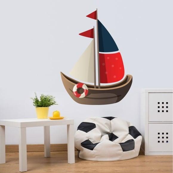 Adesivo de Parede Barquinho-adesivo Barco-decoração Náutica
