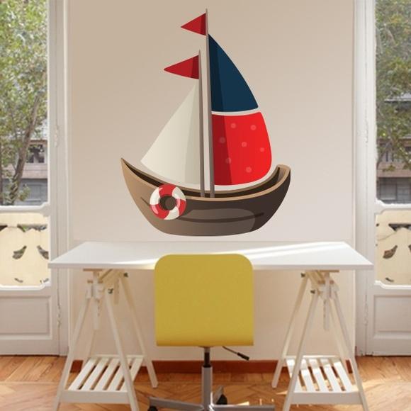 Adesivo de Parede Barquinho-adesivo Barco-decoração Náutica