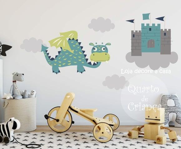Adesivo de Parede Castelo e Dragão