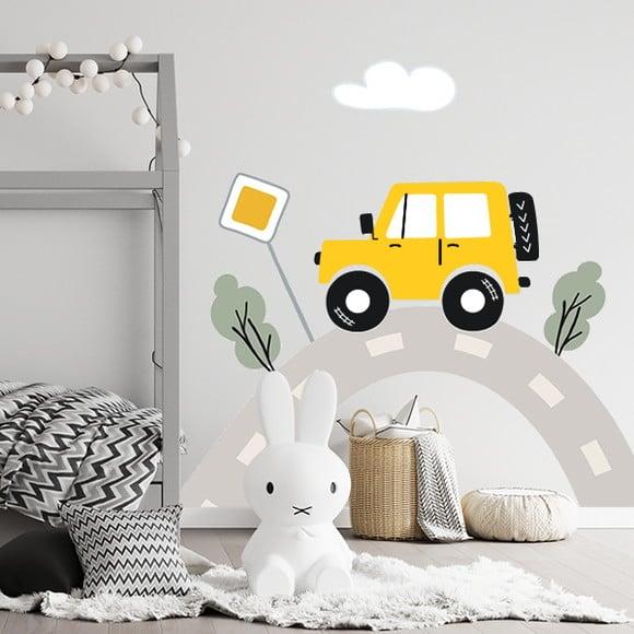 Adesivo de Parede Estrada com Carrinho Amarelo