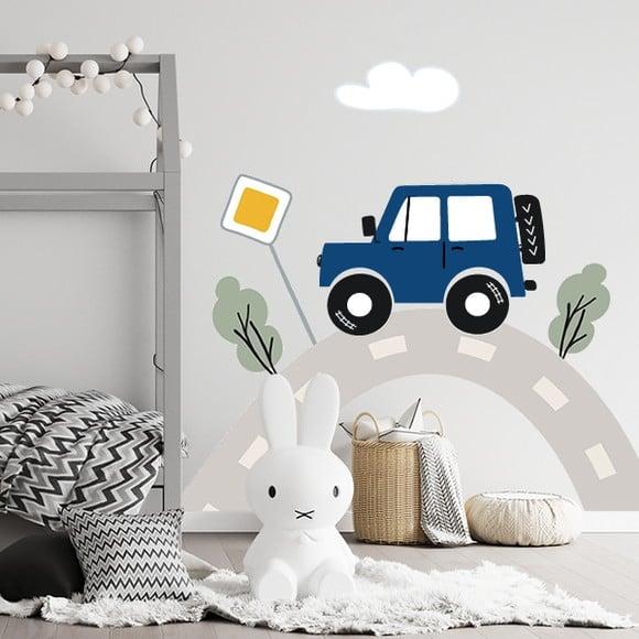 Adesivo de Parede Estrada com Carrinho Azul