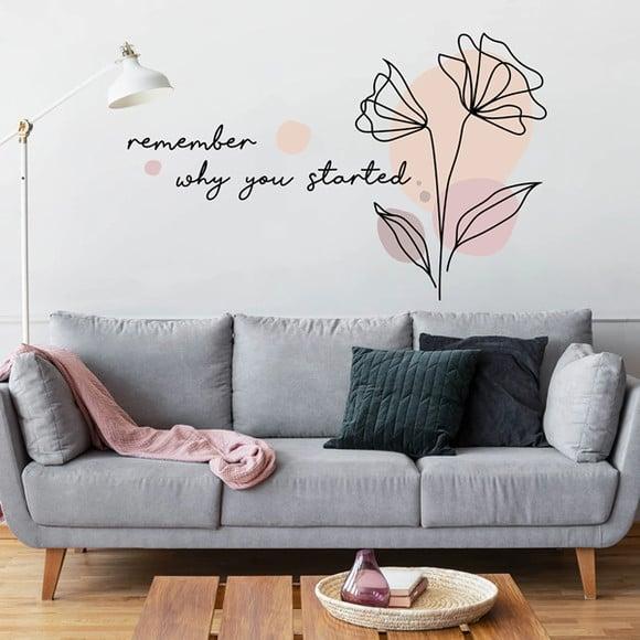 Adesivo de Parede Floral Boho Minimalista + Frase