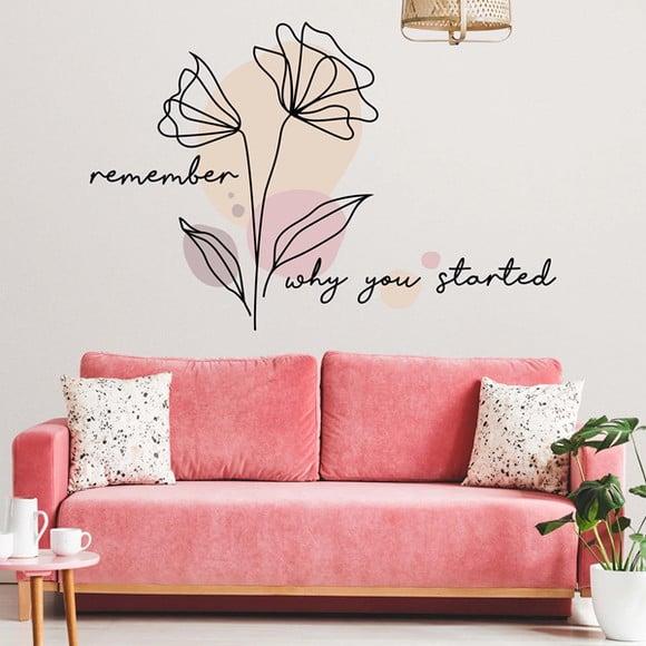 Adesivo de Parede Floral Boho Minimalista + Frase
