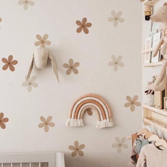 Adesivo de Parede Flores Boho - Decoração em Tons Terrosos
