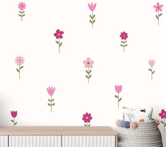 Adesivo de Parede Florzinhas - Adesivo Florzinhas Rosas