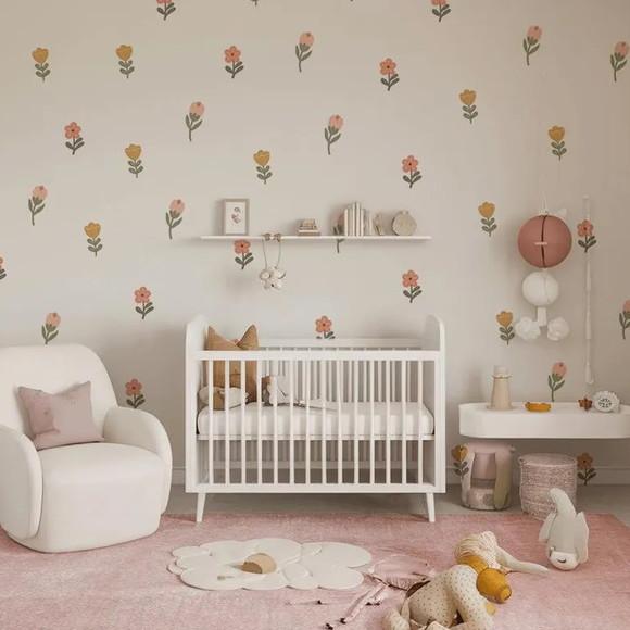 Adesivo de Parede Florzinhas - Adesivo Florzinhas Boho