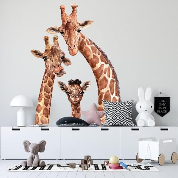 Adesivo de Parede Girafas Aquarelada-adesivo Girafas Família
