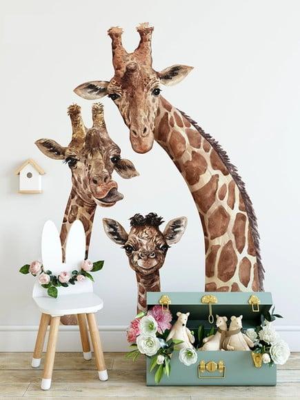 Adesivo de Parede Girafas Aquarelada-adesivo Girafas Família