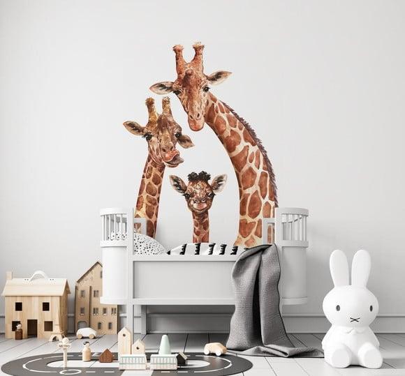 Adesivo de Parede Girafas Aquarelada-adesivo Girafas Família