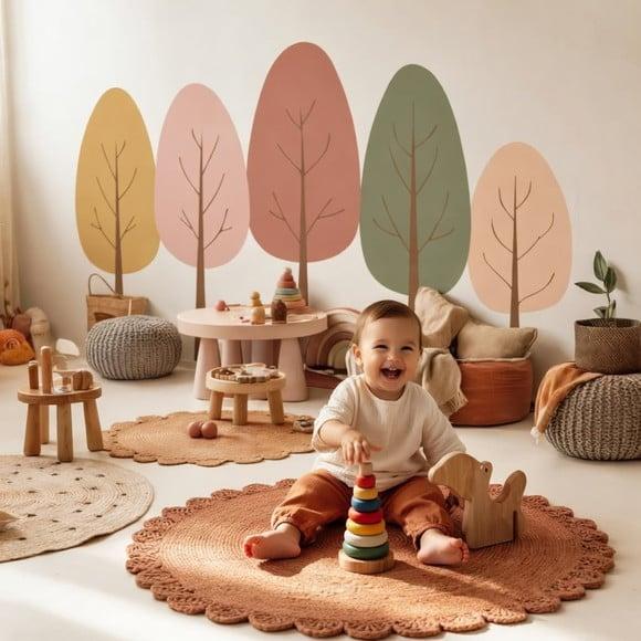 Adesivo de Parede Infantil Árvores Coloridas Quarto de Bebê