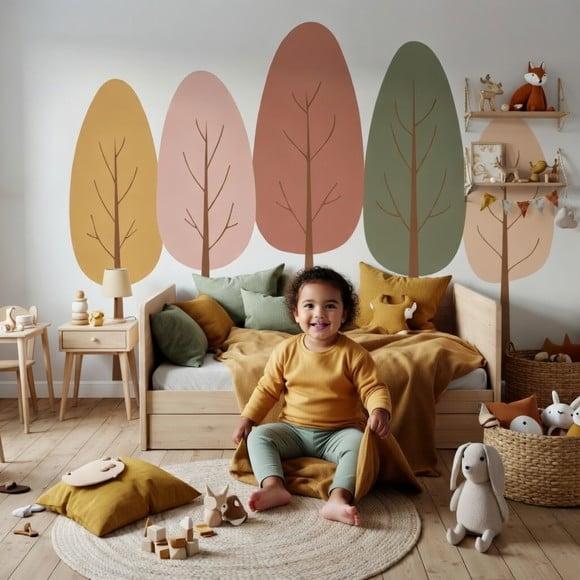 Adesivo de Parede Infantil Bosque Colorido Quarto Infantil