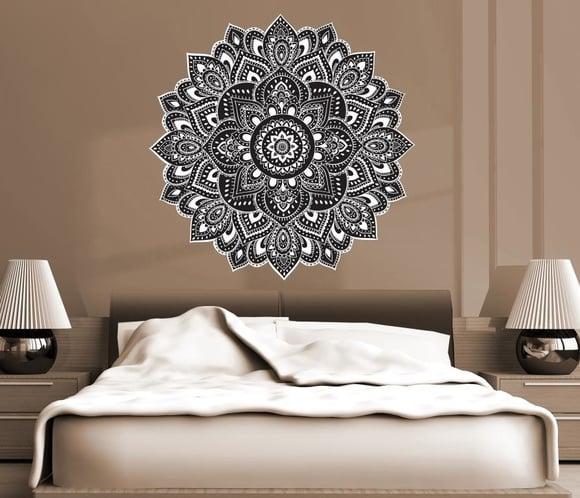 Adesivo de Parede Mandala Preta/branca 60cm