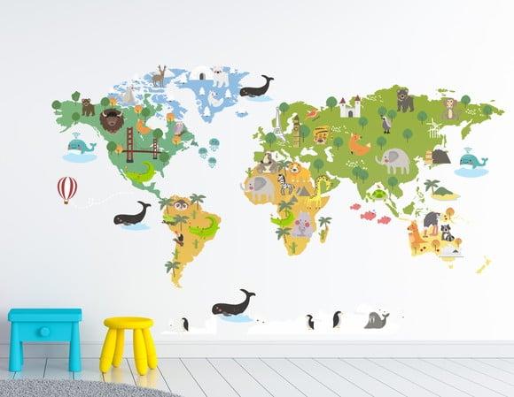 Adesivo de Parede Mapa Mundi
