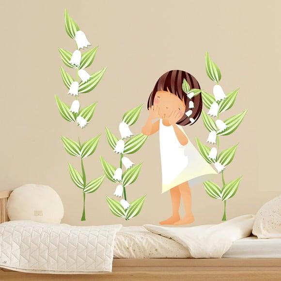Adesivo de Parede Menina com Flores - Adesivo Menina