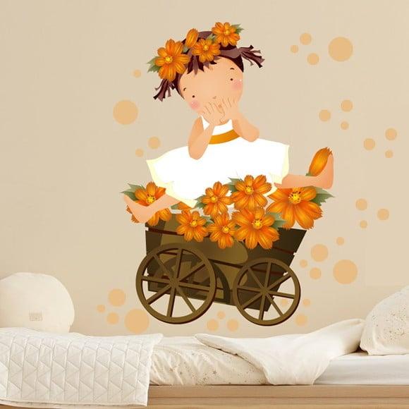 Adesivo de Parede Menina com Flores - Adesivo Menina