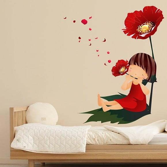 Adesivo de Parede Menina com Flores - Adesivo Menina
