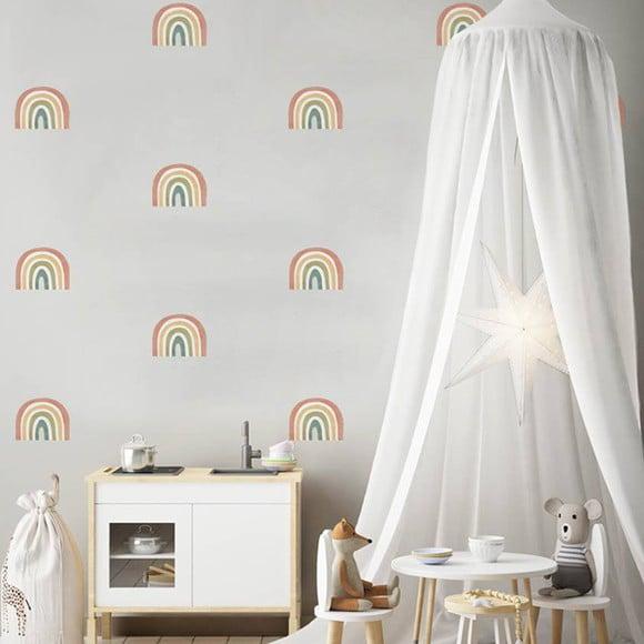 Adesivo de Parede Mini Arco Íris - Arco-íris Boho Aquarela