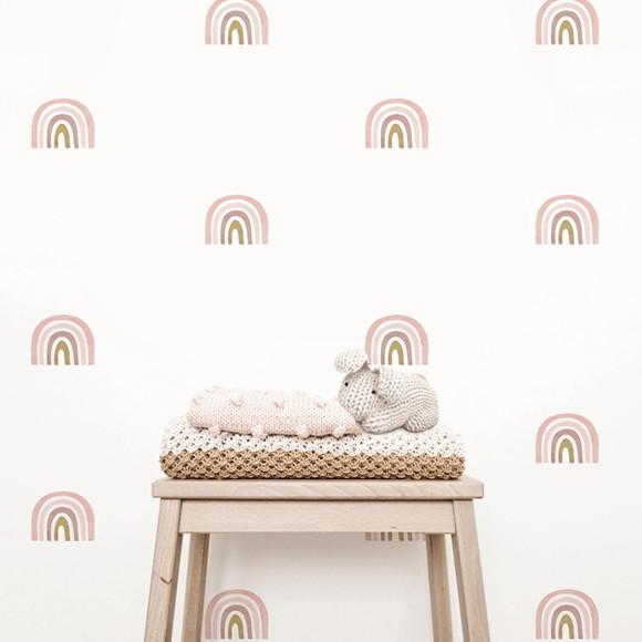 Adesivo de Parede Mini Arco Íris - Arco-íris Boho Aquarela