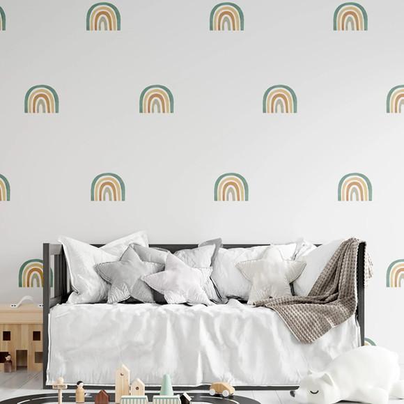 Adesivo de Parede Mini Arco Íris - Arco-íris Boho Aquarela