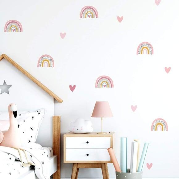 Adesivo de Parede Mini Arco Íris + Corações