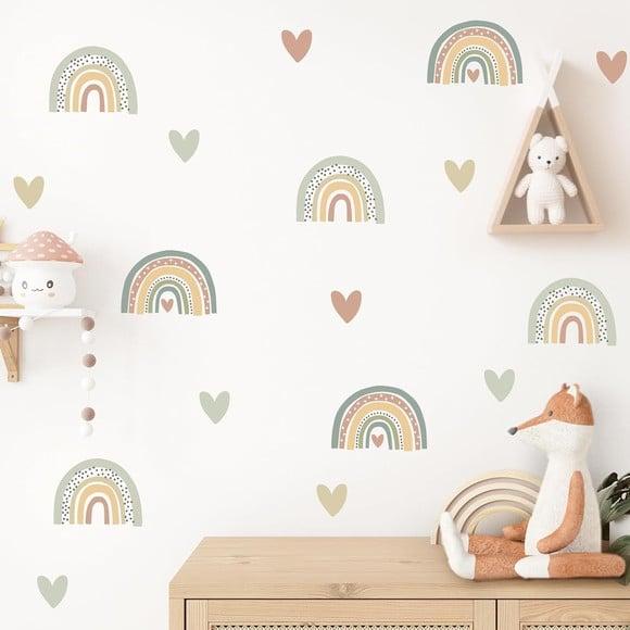 Adesivo de Parede Mini Arco Íris + Corações