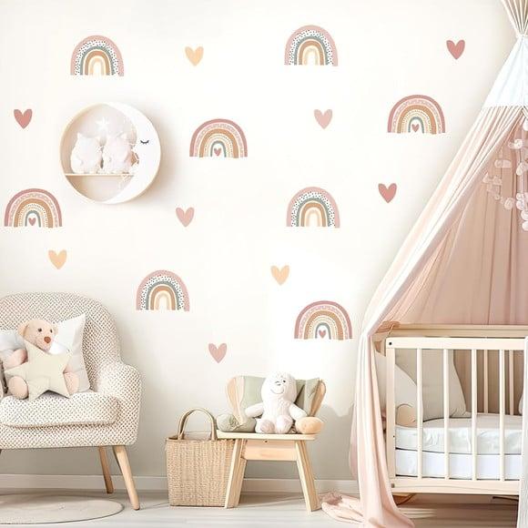 Adesivo de Parede Mini Arco Íris + Corações