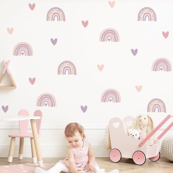 Adesivo de Parede Mini Arco Íris + Corações