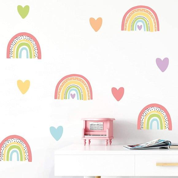 Adesivo de Parede Mini Arco Íris + Corações