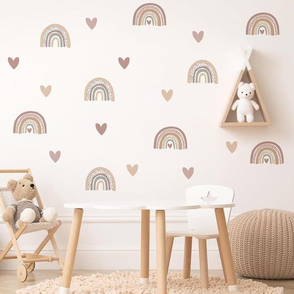 Adesivo de Parede Mini Arco Íris + Corações