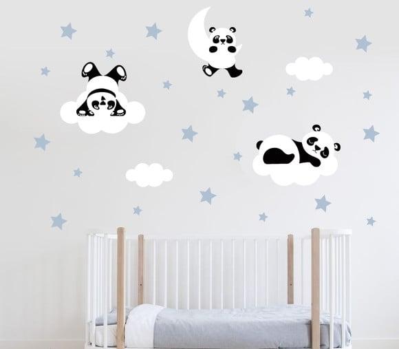 Adesivo de parede pandas nas nuvens