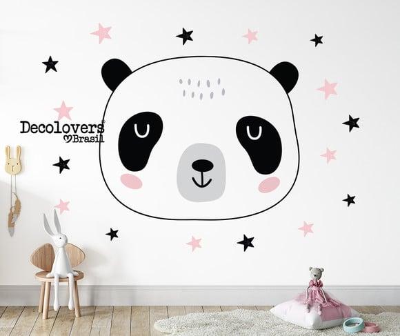 Adesivo de parede panda e estrelas