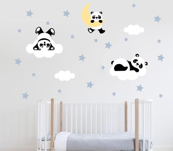 Adesivo de parede pandas nas nuvens