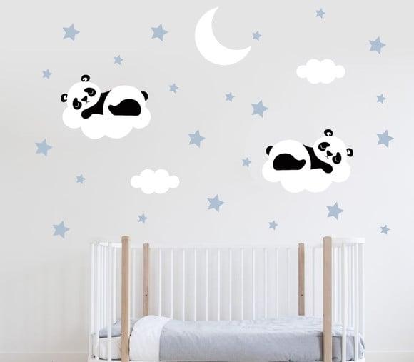 Adesivo de parede pandas nas nuvens