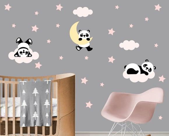 Adesivo de parede pandas nas nuvens