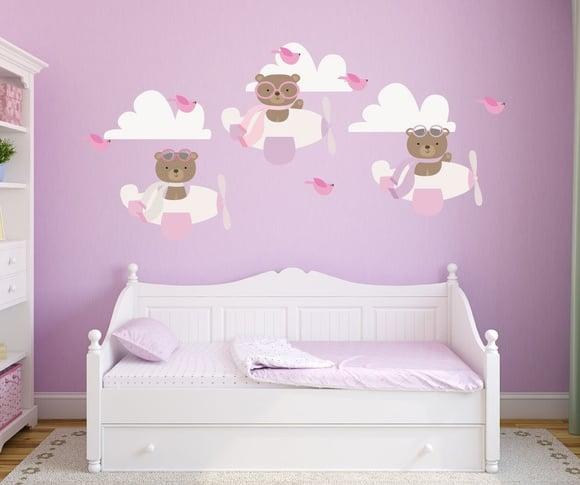 Adesivo de Parede para Quarto de Menina Tema Ursinhas